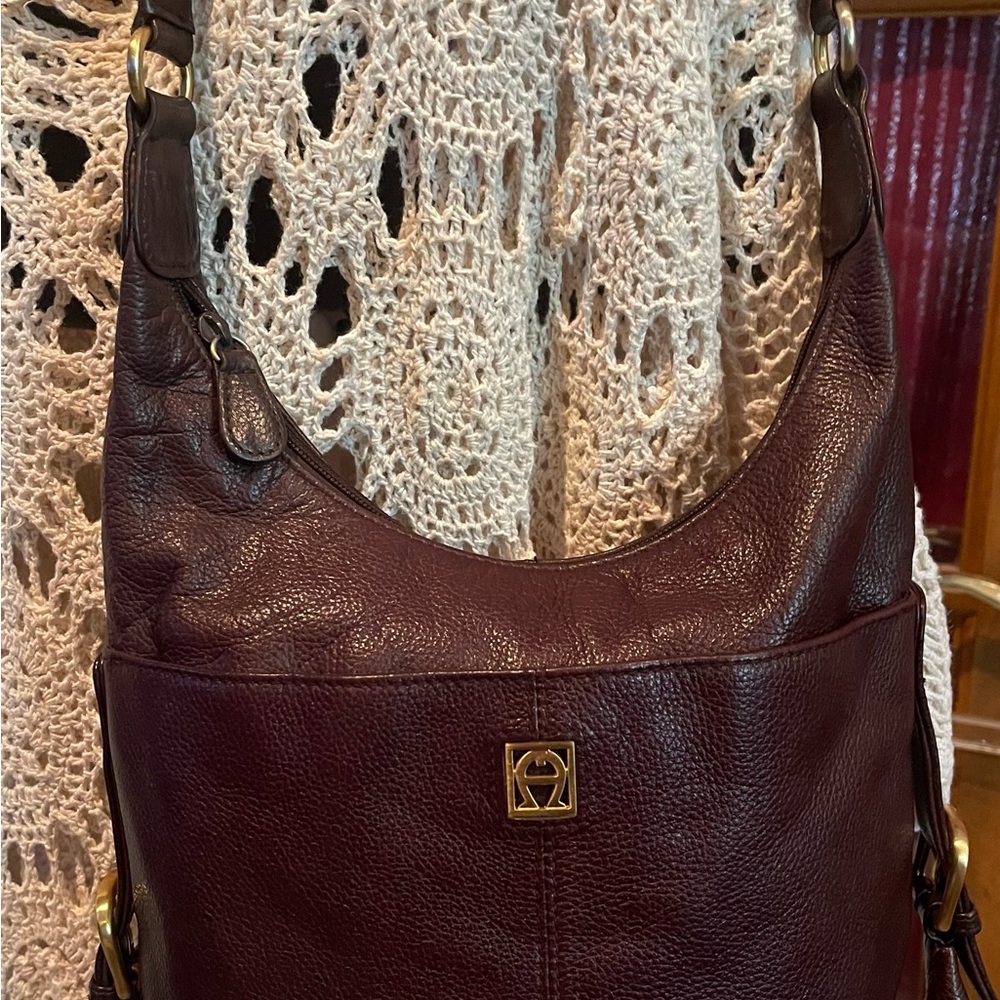 Etienne Aigner Vintage Rich Brown Leather Hobo Bag